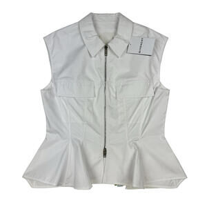 Givenchy Peplum Hem Cotton Poplin Shirt Top White Size 42 FR | 10 US